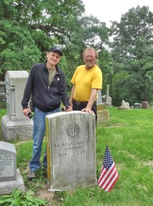 Peter and Greg at Vachel's headstone